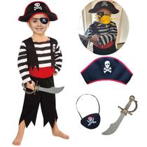 Fantasia Infantil de Pirata SP Funworld - com Espada, Tapa-Olho e Chapéu