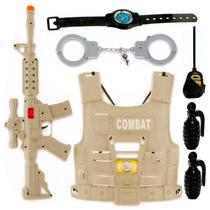 Fantasia Infantil De Polícia Com Colete Tático Arma De Brinquedo Walkie Talkie E Acessórios Fantasia Infantil De Polícia Com Colete Tático Arma De Brinquedo Walkie Talkie E Acessórios