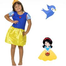 Fantasia Infantil de Princesa Azul Vermelha e Amarela Roupa
