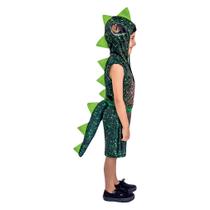 Fantasia Infantil Dinossauro Verde com Capuz e Cauda