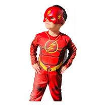 Fantasia Infantil do Flash Longa Com Enchimento e Máscara Fantasia Infantil do Flash Longa Com Enchimento e Máscara