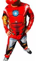 Fantasia Infantil Do Homem De Ferro Longa Com Enchimento e Máscara Plastica