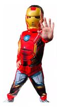 Fantasia Infantil Do Homem De Ferro Longa Com Enchimento e Máscara Plastica