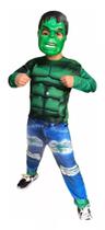 Fantasia Infantil do Hulk Longa Com Enchimento e Máscara