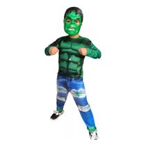 Fantasia Infantil do Hulk Longa Com Enchimento e Máscara Fantasia Infantil do Hulk Longa Com Enchimento e Máscara