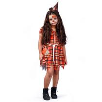 fantasia Infantil Espantalho Feminina com Chapéu e Vestido Xadrez fantasia Infantil Espantalho Feminina com Chapéu e Vestido Xadrez