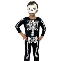 Fantasia Infantil Esqueleto Caveira Halloween Longa
