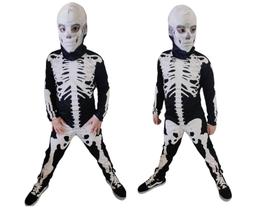 Fantasia Infantil Esqueleto Longa C/touca Halloween Fantasia Infantil Esqueleto Longa C/touca Halloween