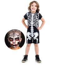 Fantasia Infantil Esqueleto Macacão curto - Halloween