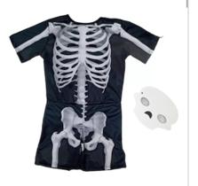 Fantasia Infantil Esqueleto Meninos Halloween Com Mascara