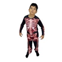 Fantasia Infantil Esqueleto Vermelho - Tamanhos M, G e GG