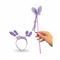 Fantasia infantil Fadinha borboleta com Varinha Tiara lilas Fantasia infantil Fadinha borboleta com Varinha Tiara lilas