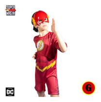 Fantasia Infantil Flash C/ Mascara Super Heroi Tam. G Fantasia Infantil Flash C/ Mascara Super Heroi Tam. G