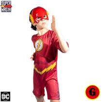 Fantasia Infantil Flash C/ Máscara Super Héroi Tam. G - Novabrink Fantasia Infantil Flash C/ Máscara Super Héroi Tam. G - Novabrink
