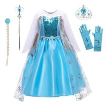 Fantasia Infantil Frozen Vestido Elsa + Kit De Acessórios Fantasia Infantil Frozen Vestido Elsa + Kit De Acessórios