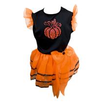 Fantasia Infantil Halloween Bruxinha Abóbora Vestido