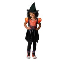 Fantasia Infantil Halloween Bruxinha Sabrina P/M/G/GG não acompanha chapéu
