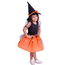 Fantasia Infantil Halloween Muvile Vestido e Chapéu Bruxinha Fantasia Infantil Halloween Muvile Vestido e Chapéu Bruxinha