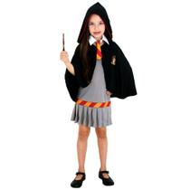 Fantasia Infantil Hermione Gola com Gravata e Capa com Capuz