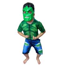 Fantasia Infantil Herói Hulk Curto Com Enchimento C/ Máscara