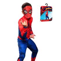 Fantasia Infantil Homem Aranha Clássica Longa Com Mascara