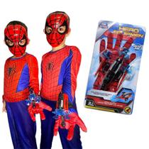 Fantasia Infantil Homem Aranha Com Lança Teias e Máscara Fantasia Infantil Homem Aranha Com Lança Teias e Máscara