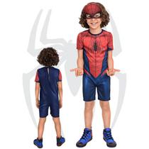 Fantasia Infantil Homem Aranha com Máscara Pop Curto