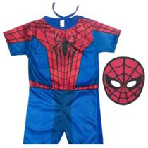 Fantasia Infantil Homem Aranha Super Herói Com Máscara