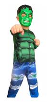 Fantasia Infantil Hulk Longa Com Enchimento e Máscara