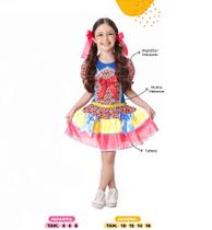 Fantasia Infantil Junina Vermelha e Azul com Flores Coloridas para Festas Fantasia Infantil Junina Vermelha e Azul com Flores Coloridas para Festas