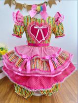 Fantasia Infantil Junino Amarelo Com Estampa Colorida Festas