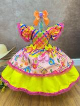 Fantasia Infantil Junino Arraiá Xadrez Colorido Estampado (3625CL)