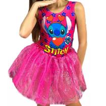 Fantasia Infantil lilo stich Body e Saia de tule rosa do 2 ao 10