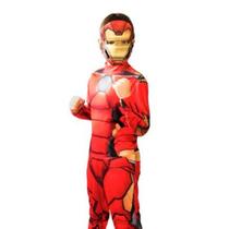 Fantasia Infantil Luxo Homem de Ferro Marvel Iron Man Super Herói Com Máscara Original Menino
