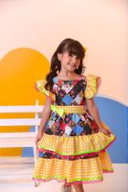 Fantasia Infantil Luxo Junino Arraiá Amarelo Xadrez Colorido - Vestido para Festas Juninas Fantasia Infantil Luxo Junino Arraiá Amarelo Xadrez Colorido - Vestido para Festas Juninas