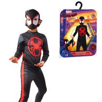 Fantasia Infantil Luxo Miles Morales Super Herói Aranhaverso Marvel Com Máscara Original Menino Fantasia Infantil Luxo Miles Morales Super Herói Aranhaverso Marvel Com Máscara Original Menino