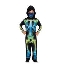 Fantasia Infantil Macacão Esqueleto Neon com Máscara Festa Carnaval e Halloween Fantasia Infantil Macacão Esqueleto Neon com Máscara Festa Carnaval e Halloween