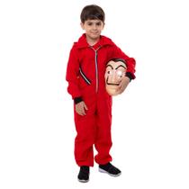 Fantasia infantil Macacão Vermelho La Casa de Papel + mascara salvador dali