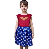 Fantasia Infantil Menina da Mulher Maravilha Com Capa