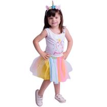 Fantasia Infantil Menina Muvile Body Unicórnio e Saia Tule Fantasia Infantil Menina Muvile Body Unicórnio e Saia Tule
