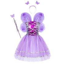 Fantasia Infantil Menina Princesa Kit 4pçs Borboleta Fadinha Carnaval Vestido Varinha Feminina Férias - Meimi Amores