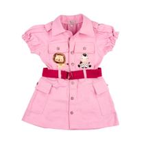 Fantasia Infantil Menina Safari Rosa Macacão Com Cinto