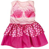 Fantasia Infantil Menina Sereia Pink Baby Vestido Rosa Para Bebê Feita Em Poliéster Fantasias Super - Fantasias Super