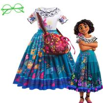 Fantasia Infantil Meninas Encanto Mirabel Com Bolsa e Óculos