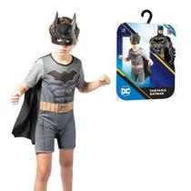 Fantasia Infantil Menino Batman Super Herói Dc Luxo Com Máscara E Capa Roupa Original