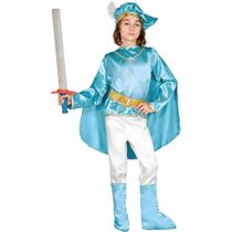 Fantasia Infantil Menino de Luxo Príncipe Azul Realeza com Detalhes Dourados para Carnaval Festa Temática Aniversário