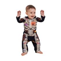 Fantasia Infantil Menino Esqueleto Dia Das Bruxas Festa Carnaval e Halloween