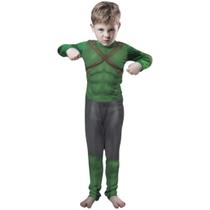 Fantasia Infantil Menino Marvel Hulk Manga Longa Com Mascara