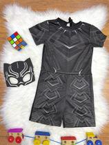 Fantasia Infantil Menino Pantera Negra - Dia das Crianças - Confeccionada em Helanca e Poliéster