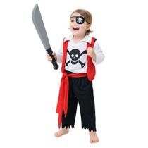 Fantasia Infantil Menino Pirata Tapa Olho Temático Vermelho
